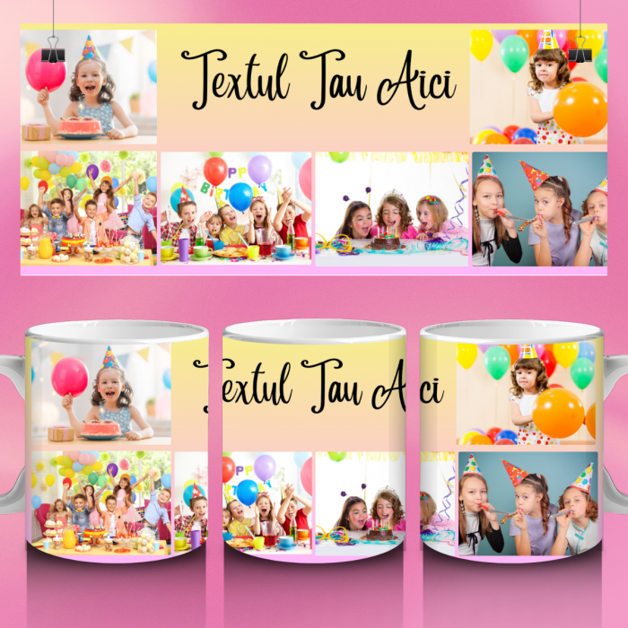 Cană cadou personalizată cu fotografii aniversare copii – ceramică albă 330ml HappyM [2]