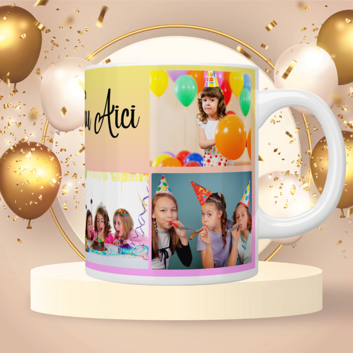 Cană cadou personalizată cu fotografii aniversare copii – ceramică albă 330ml HappyM [6]