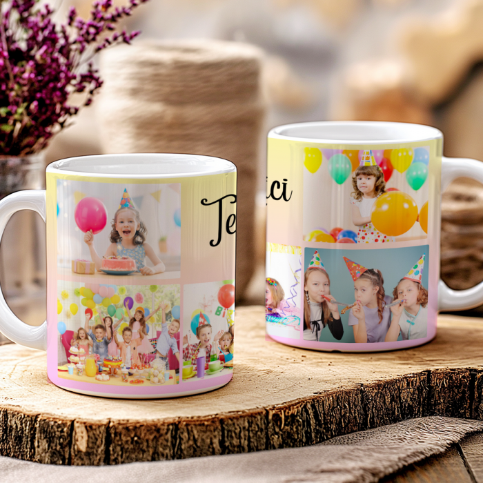 Cană cadou personalizată cu fotografii aniversare copii – ceramică albă 330ml HappyM [3]