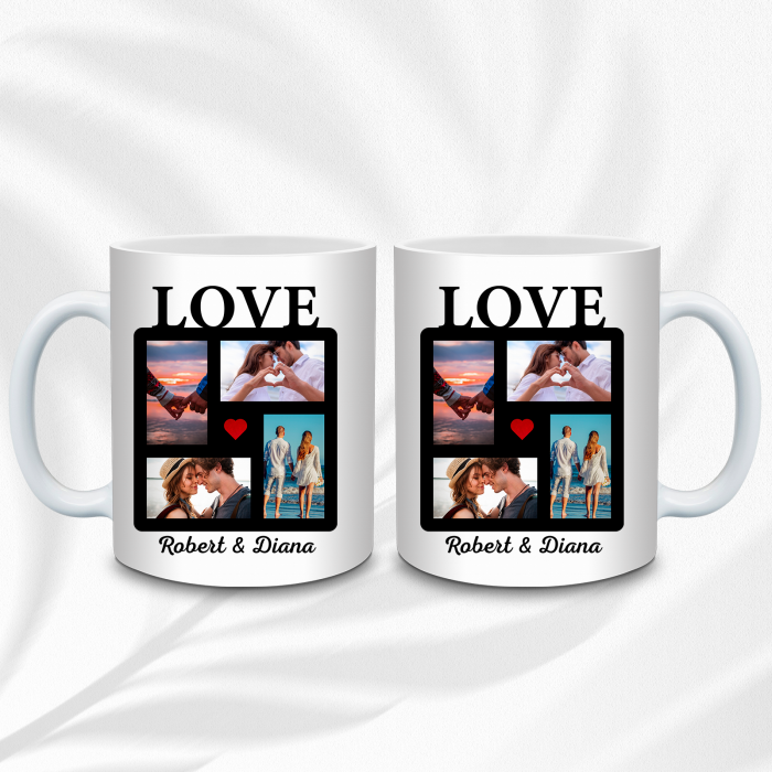 Cană Personalizată LOVE cu Poze și Nume – Cadou Romantic pentru Cupluri [2]