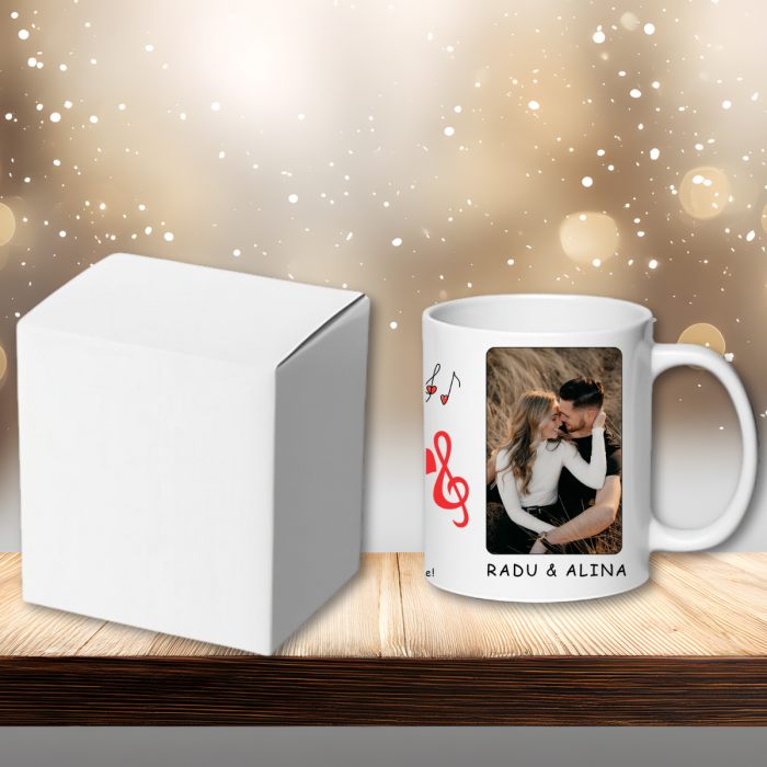Cană Personalizată cu 2 Poze, Nume, Mesaj și Cod QR – Cadou Romantic HappyMi [8]