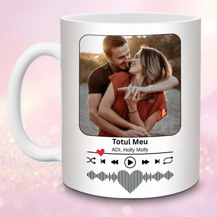 Cană Personalizată cu 2 Poze, Nume, Mesaj și Cod QR – Cadou Romantic HappyMi [1]