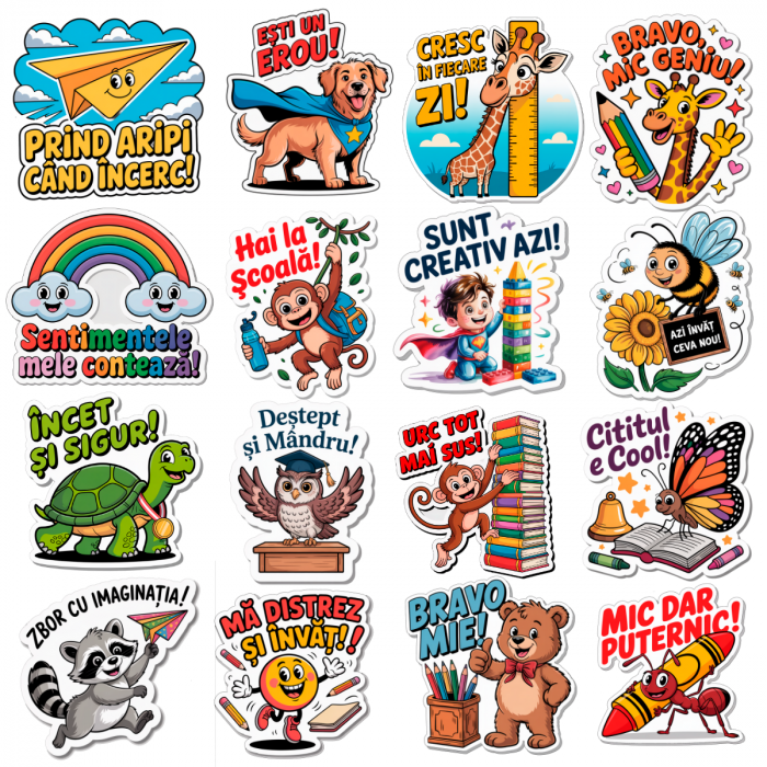 Set 50 Stickere Educative și Motivaționale pentru Copii – Waterproof 4-6 cm [1]