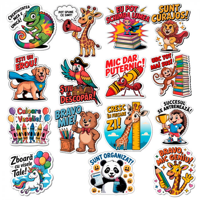 Set 50 Stickere Educative și Motivaționale pentru Copii – Waterproof 4-6 cm [6]