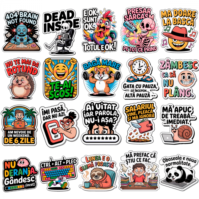 Set 50 Stickere Decorative Funny, Sarcastice și Motivaționale – Waterproof 4–6 cm [5]