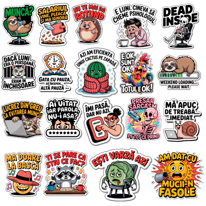 Set 50 Stickere Decorative Funny, Sarcastice și Motivaționale – Waterproof 4–6 cm [1]