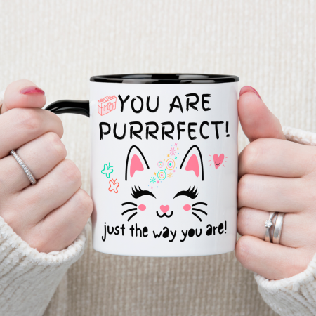 Cană Amuzantă Cu Pisică – You Are Purrrfect – Cadou Motivațional Ceramică Albă 330ml [8]