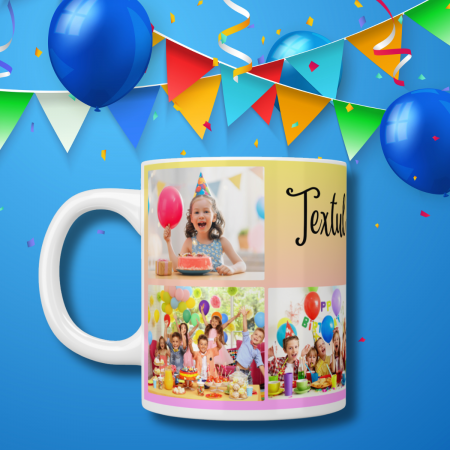 Cană cadou personalizată cu fotografii aniversare copii – ceramică albă 330ml HappyM [6]