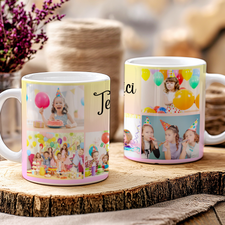 Cană cadou personalizată cu fotografii aniversare copii – ceramică albă 330ml HappyM [2]