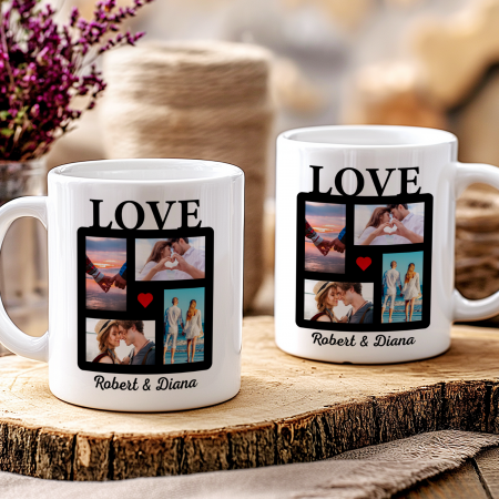 Cană Personalizată LOVE cu Poze și Nume – Cadou Romantic pentru Cupluri [3]