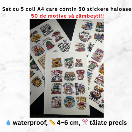 Set 50 Stickere Decorative Funny, Sarcastice și Motivaționale – Waterproof 4–6 cm [1]