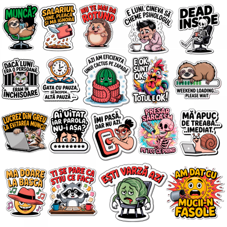 Stickere decorative - Set 50 Stickere Decorative Funny, Sarcastice și Motivaționale – Waterproof 4–6 cm