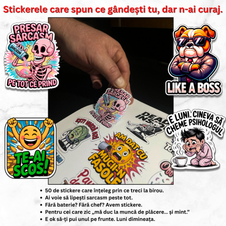 Set 50 Stickere Decorative Funny, Sarcastice și Motivaționale – Waterproof 4–6 cm [2]