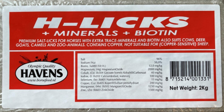 Hrana cai sportivi - Sare cu minerale si biotina H-LICKS 2kg Havens