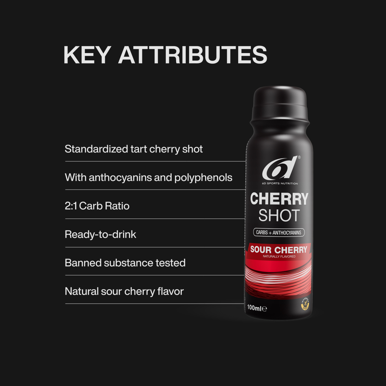 Cutie cu 6 shoturi - 100 ml Cherry Shot, refacere post-efort cu vișină + suport antioxidant, 6D SPORTS [2]
