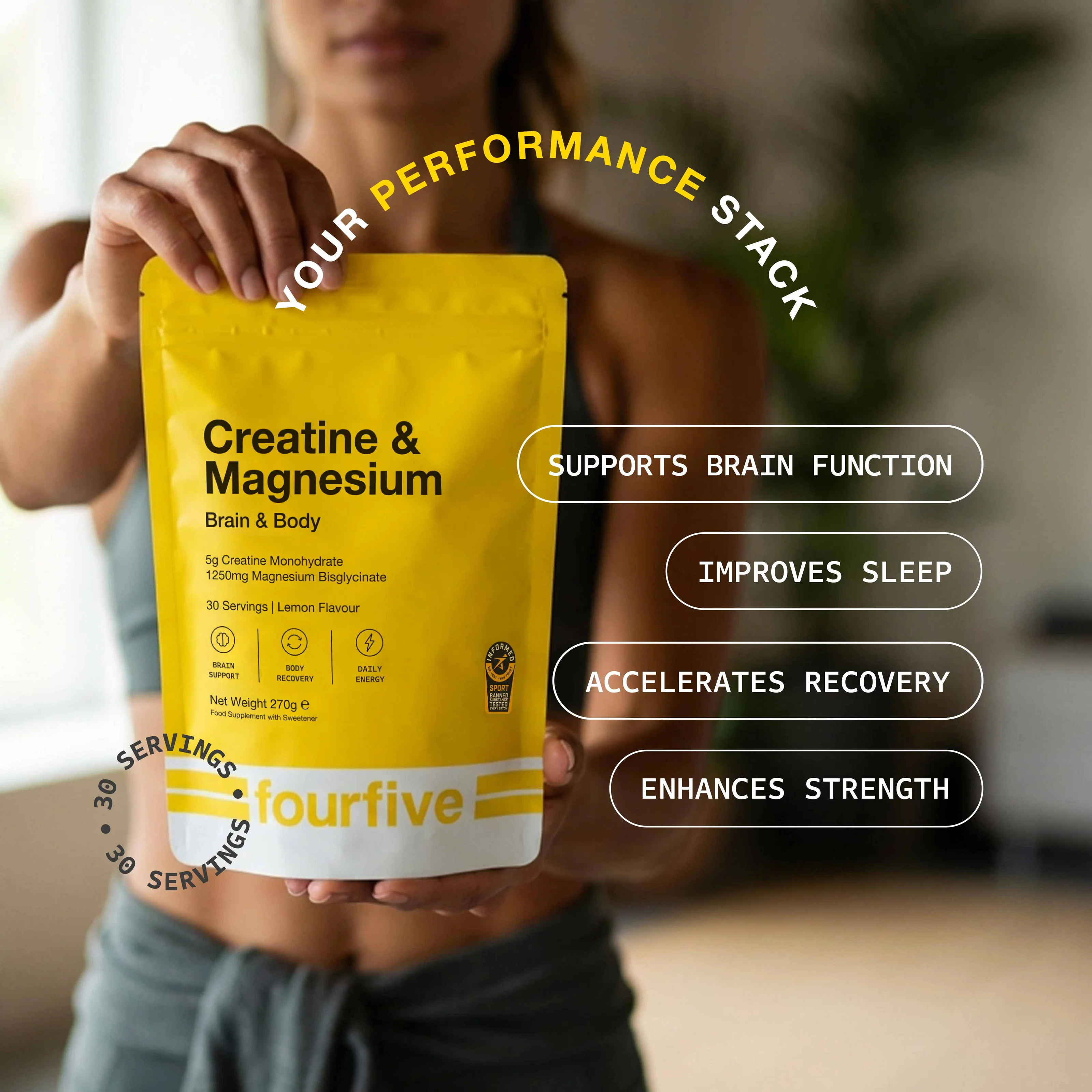 Creatine & Magnesium, 270 g, Lămâie, fourfive [2]