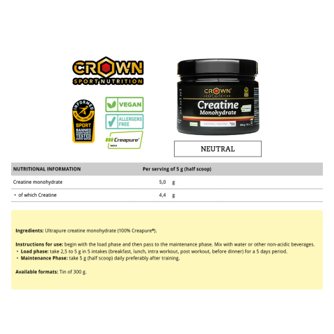 Creatine Monohydrate Creapure® 300 g, Crown Sport Nutrition [1]