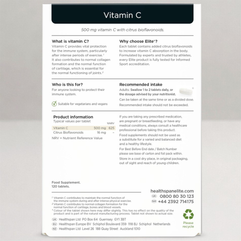 Vitamina C 500 mg, 120 tablete, Portocale, Healthspan Elite [2]