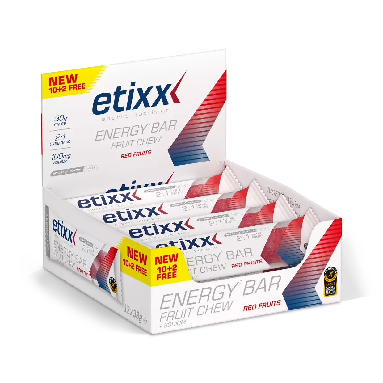 Energy Bar Fruit Chew Red fruits, Etixx, 12 x 38 g [1]