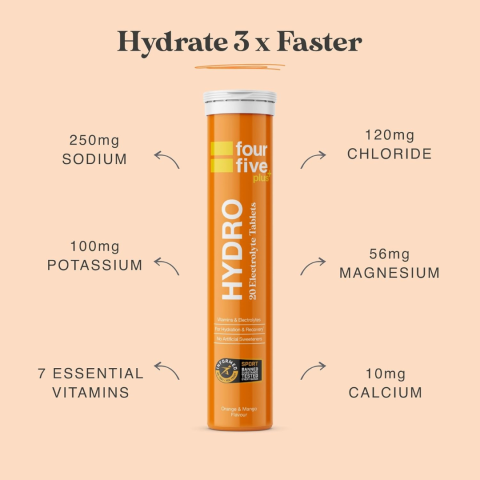 Hydro Plus, 20 tablete efervescente, Portocale și Mango, fourfive [2]