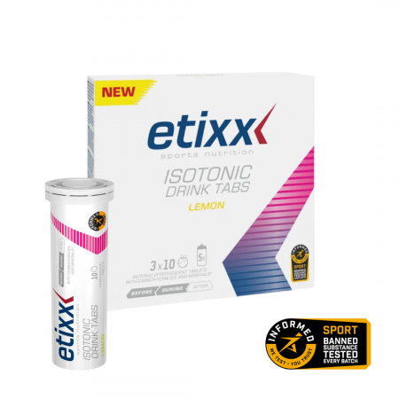 Electroliti si tablete efervescente - Isotonic Drink Tabs, 3 × 10 tablete, Lămâie, Etixx