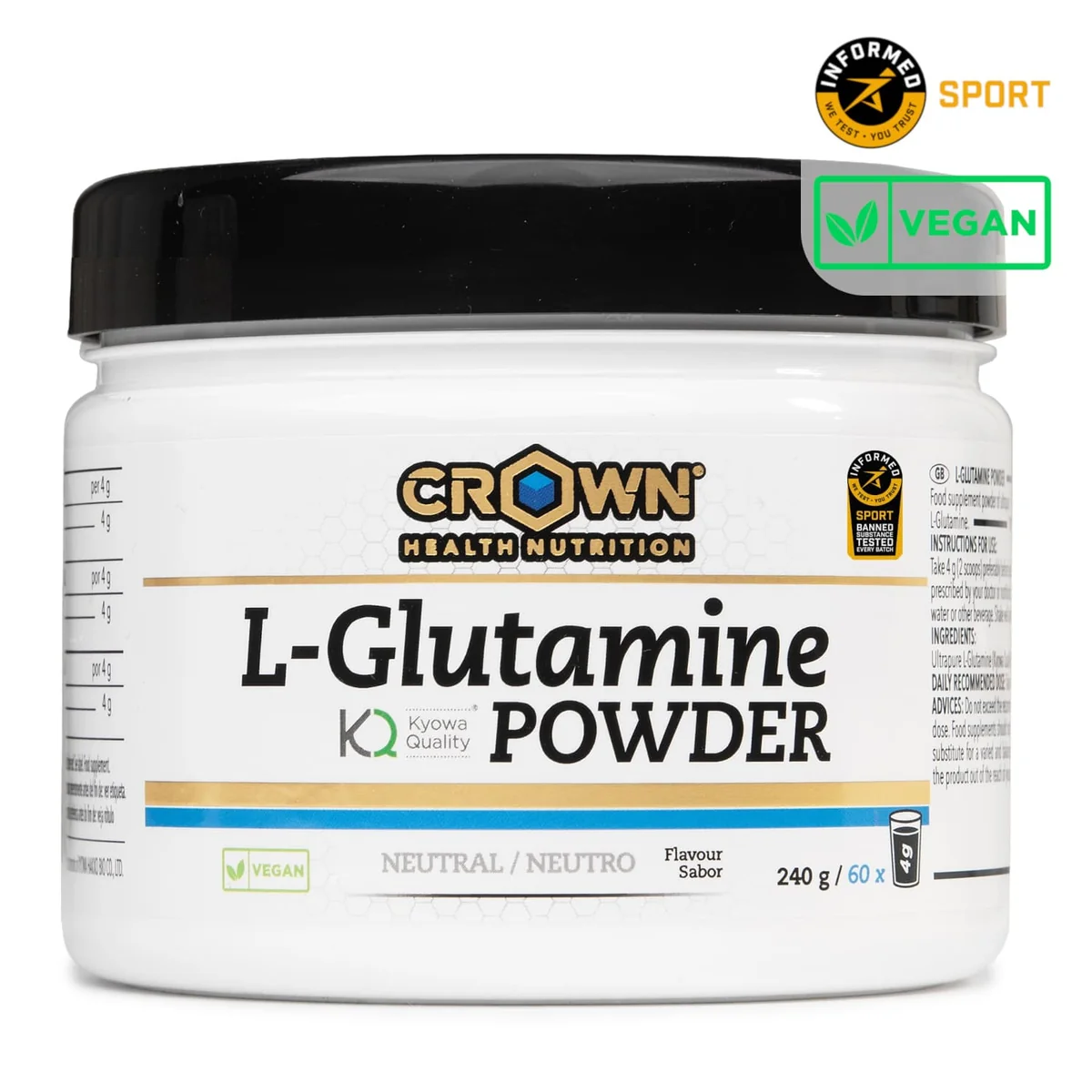 Aminoacizi - L-Glutamine Kyowa®, 240 g, Crown Health Nutrition