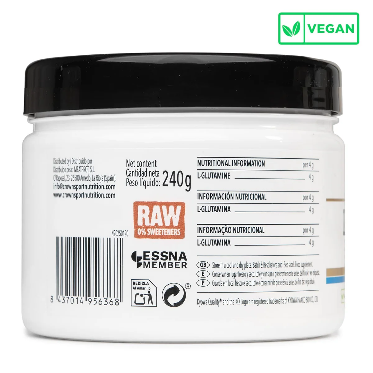 L-Glutamine Kyowa®, 240 g, Crown Health Nutrition [2]