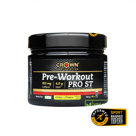Fara cofeina - Preworkout PRO ST Citric, Crown Sport Nutrition, 300 g (20 porții)