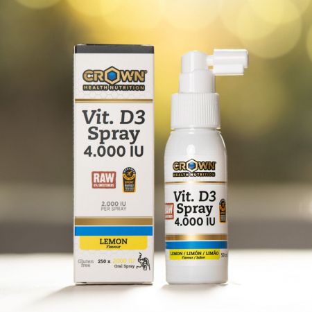 Vitamin D3 Spray 4000 IU RAW Lemon, Crown Sport Nutrition, 50 ml (250 sprays) [1]
