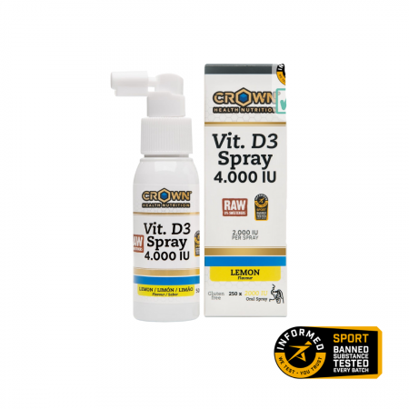 Vitamine & Minerale - Vitamin D3 Spray 4000 IU RAW Lemon, Crown Sport Nutrition, 50 ml (250 sprays)