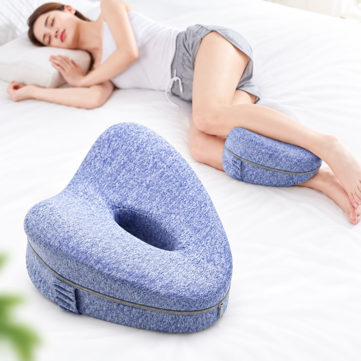 Pernă ortopedică Back Care S23 pentru genunchi și picioare, utilizată în somn lateral