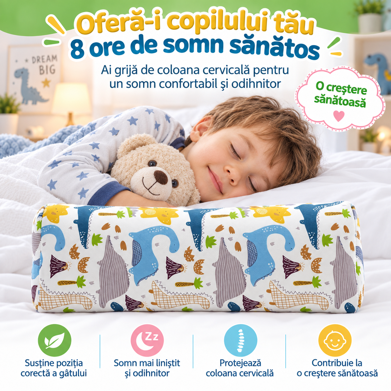 Vizual promoțional furnizat cu pernă pentru copil