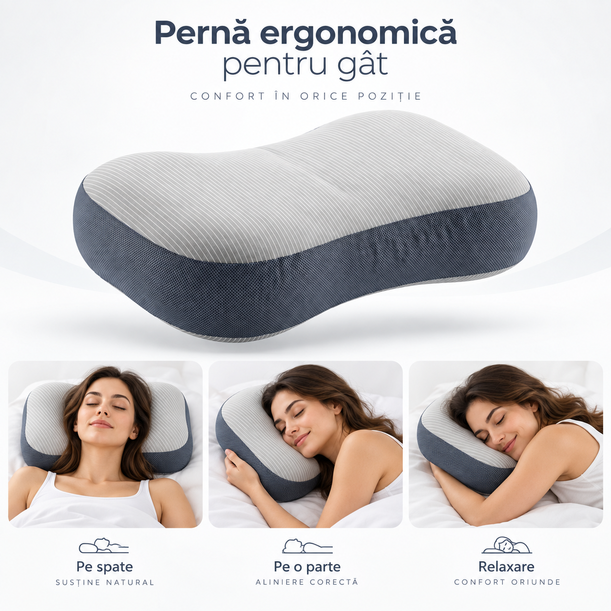 Distribuția presiunii și susținerea cervicală cu perna BMP1280