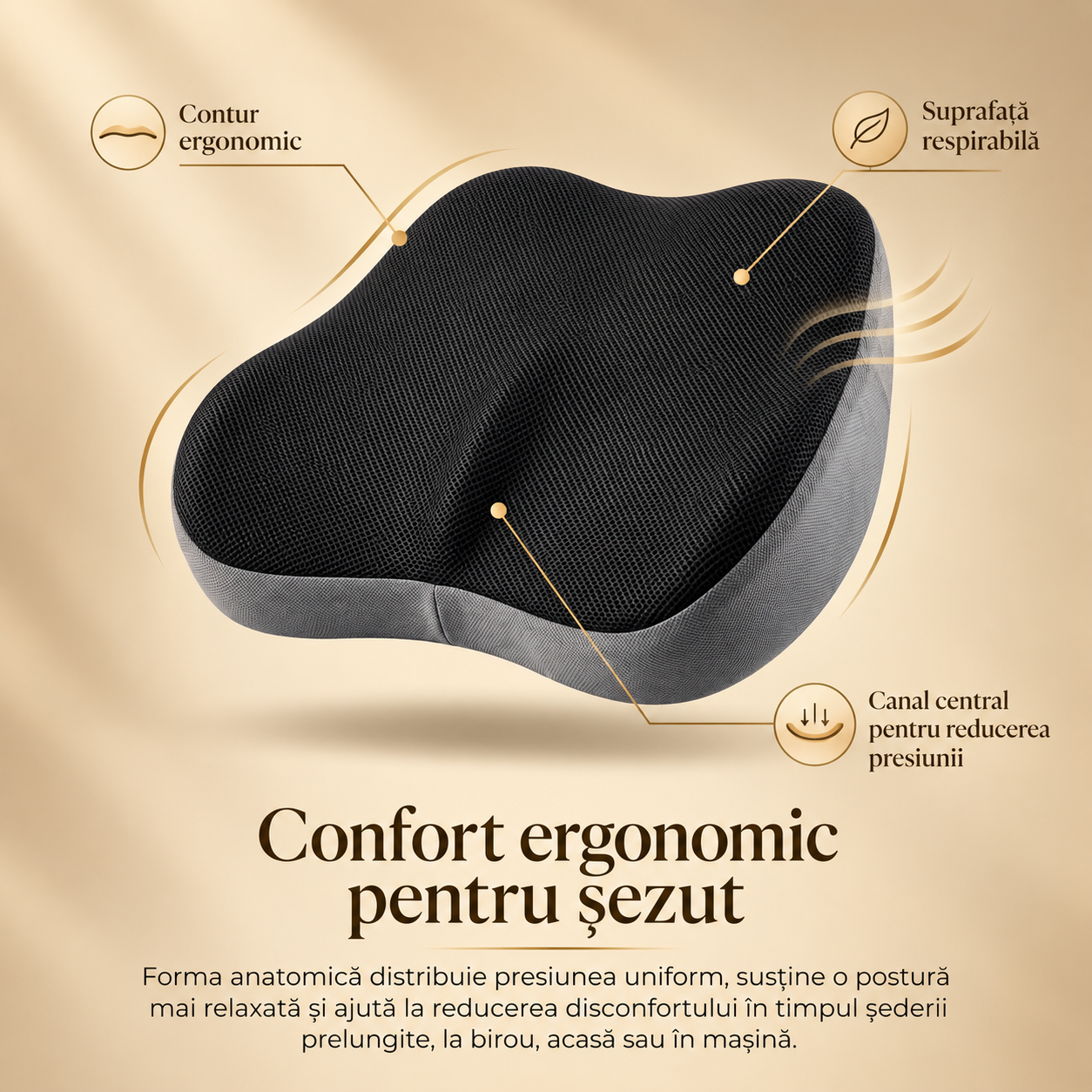 Profilul anatomic conturat al suportului lombar BMP1197
