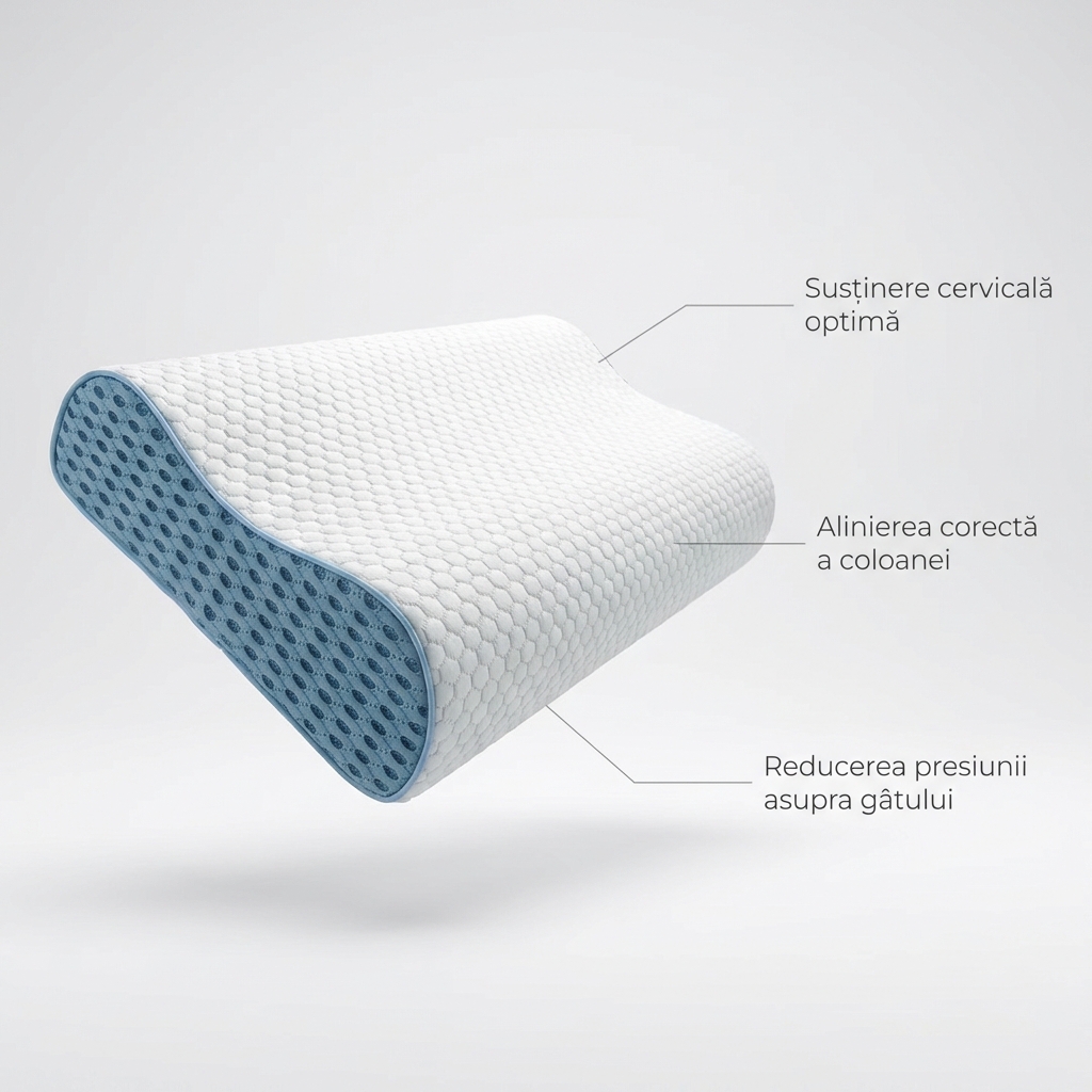 Pernă cervicală memory foam Back Care S15 pentru somn confortabil