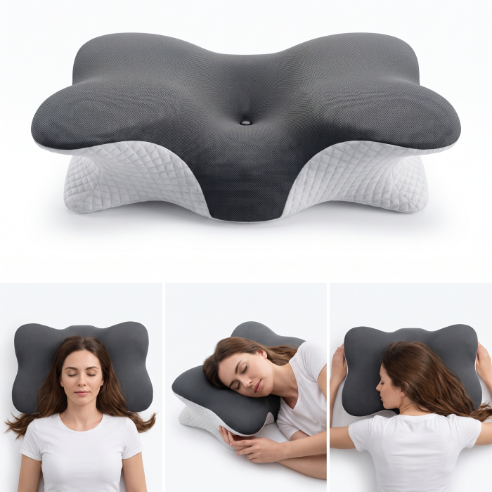HG ProLine Pernă Cervicală Tip Fluture Memory Foam BWK001 – Profil Bilobat Ortopedic, Aliniere Gât, Somn Lateral și Dorsal, Reducere Tensiune Cervicală [3]