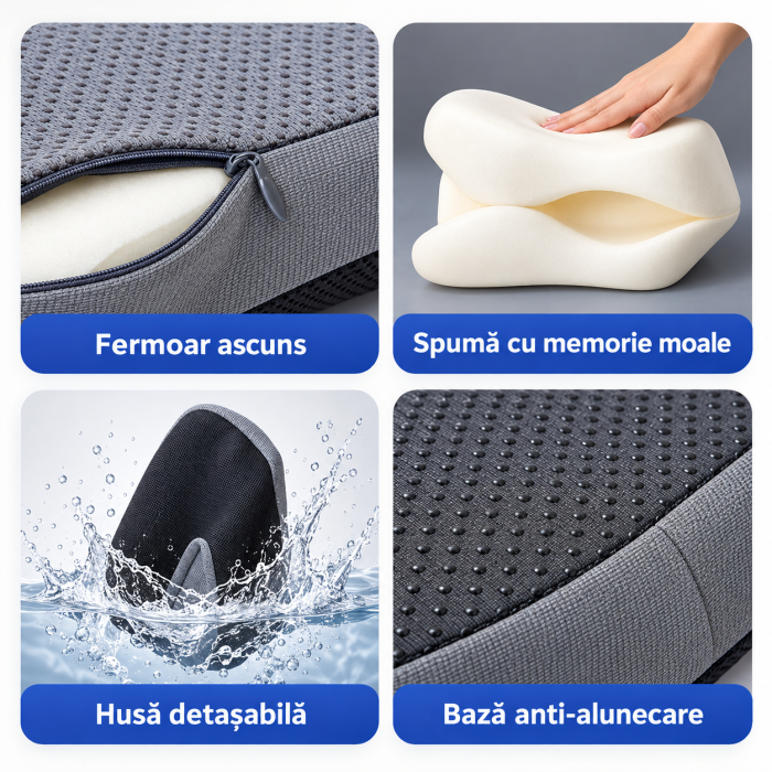 Pernă Șezut Ortopedică U-Shape cu Memory Foam și Husă Lavabilă – Confort Ergonomic Premium pentru Birou, Mașină și Acasă [3]