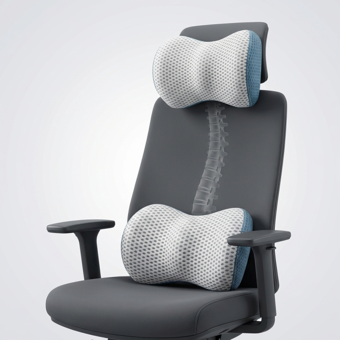 Set ergonomic lombar + cervical pentru postură corectă la birou și în mașină [5]