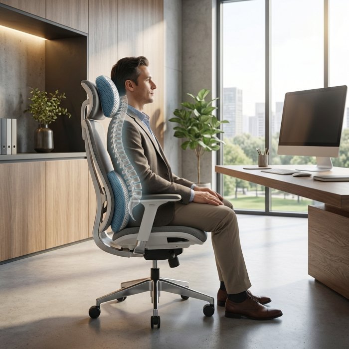 Set ergonomic lombar + cervical pentru postură corectă la birou și în mașină [4]