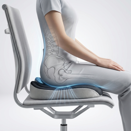 Pernă ergonomică pentru șezut multifuncțională cu memory foam pentru coccis și postură corectă [2]