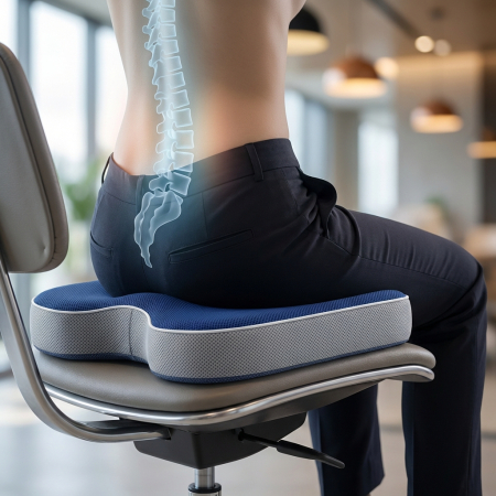 Back Care Pernă Șezut Ortopedică Confort Plus – Decupaj Coccis, Memory Foam Adaptiv, Mesh Respirabil, Bază Anti-Alunecare, Birou și Auto [3]