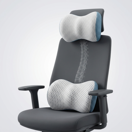 Set ergonomic lombar + cervical pentru postură corectă la birou și în mașină [4]