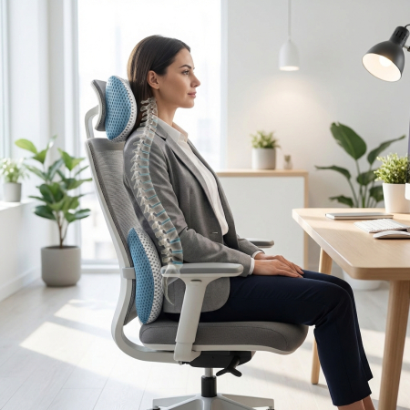 Set ergonomic lombar + cervical pentru postură corectă la birou și în mașină [2]