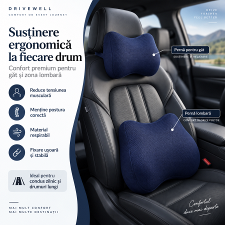 Set ergonomic cu suport lombar si perna cervicala pentru confort zilnic [2]