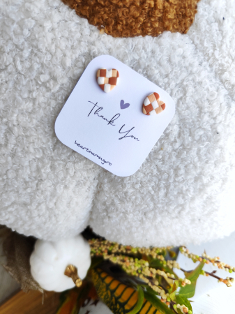 Cercei & coliere - Cercei plaid Heart 1