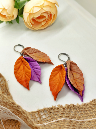 Cercei & coliere - Cercei Leafy Beige