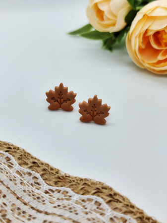 Cercei & coliere - Cercei Leaf Beige