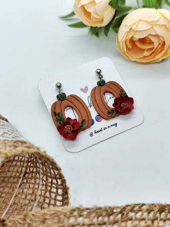 Cercei & coliere - Cercei floral pumpkin