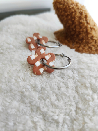 Cercei & coliere - Cercei plaid Chocolate