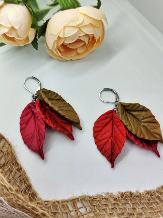 Cercei & coliere - Cercei Leafy Kaki